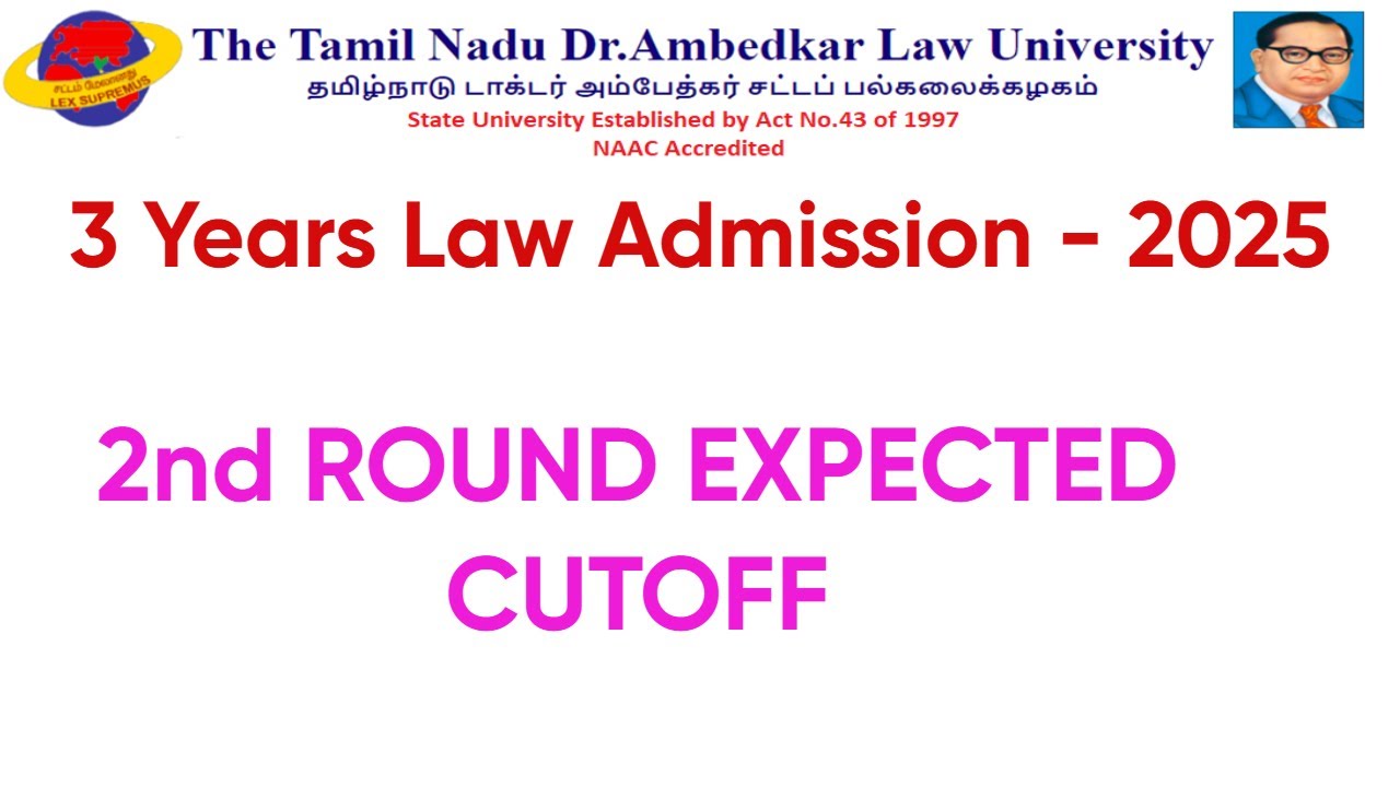 tndalu# 3 Years 2nd ROUND EXPECTED CUTOFF for law admission 2025 in tamil@GD LAW STUDIES