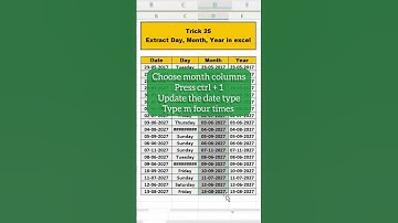 How to extract day month and year in excel || #excelshorts