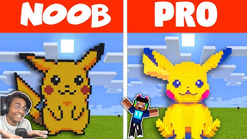 Minecraft PIKACHU BUILD CHALLENGE: NOOB vs PRO VS HACKER | @imbixu