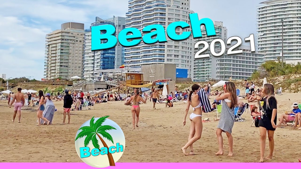 BEACH walk [ 2021 ] Mansa PUNTA del ESTE Uruguay 4K video