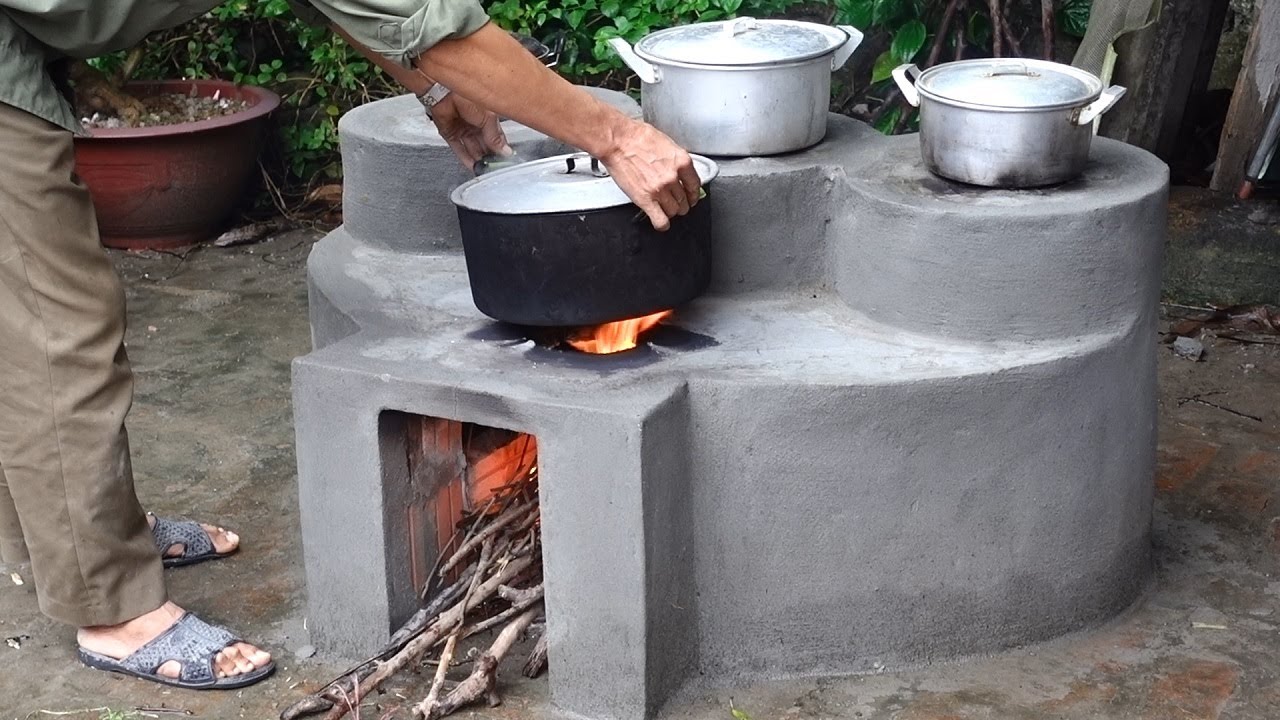 Making Stove: 1 for 4 by Brick and cement - YouTube