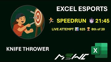 Excel Esports: Knife Thrower Speedrun in 21:45 and Live Attempt 📊 620