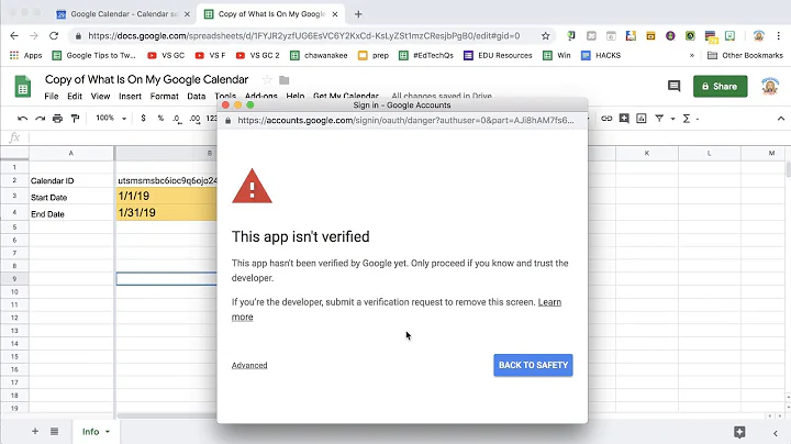 Creating a list of your calendar events in Google Sheets