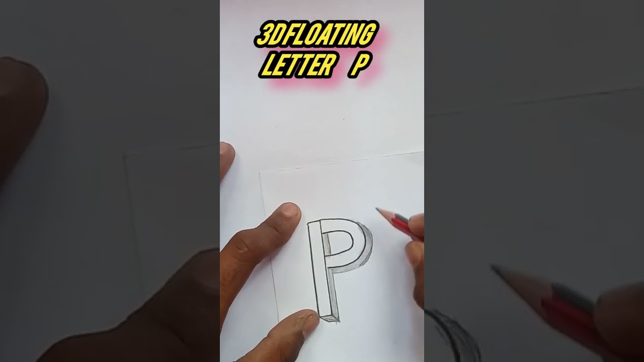 3D floating letter P drawing | 3D illusion | 3D drawing  