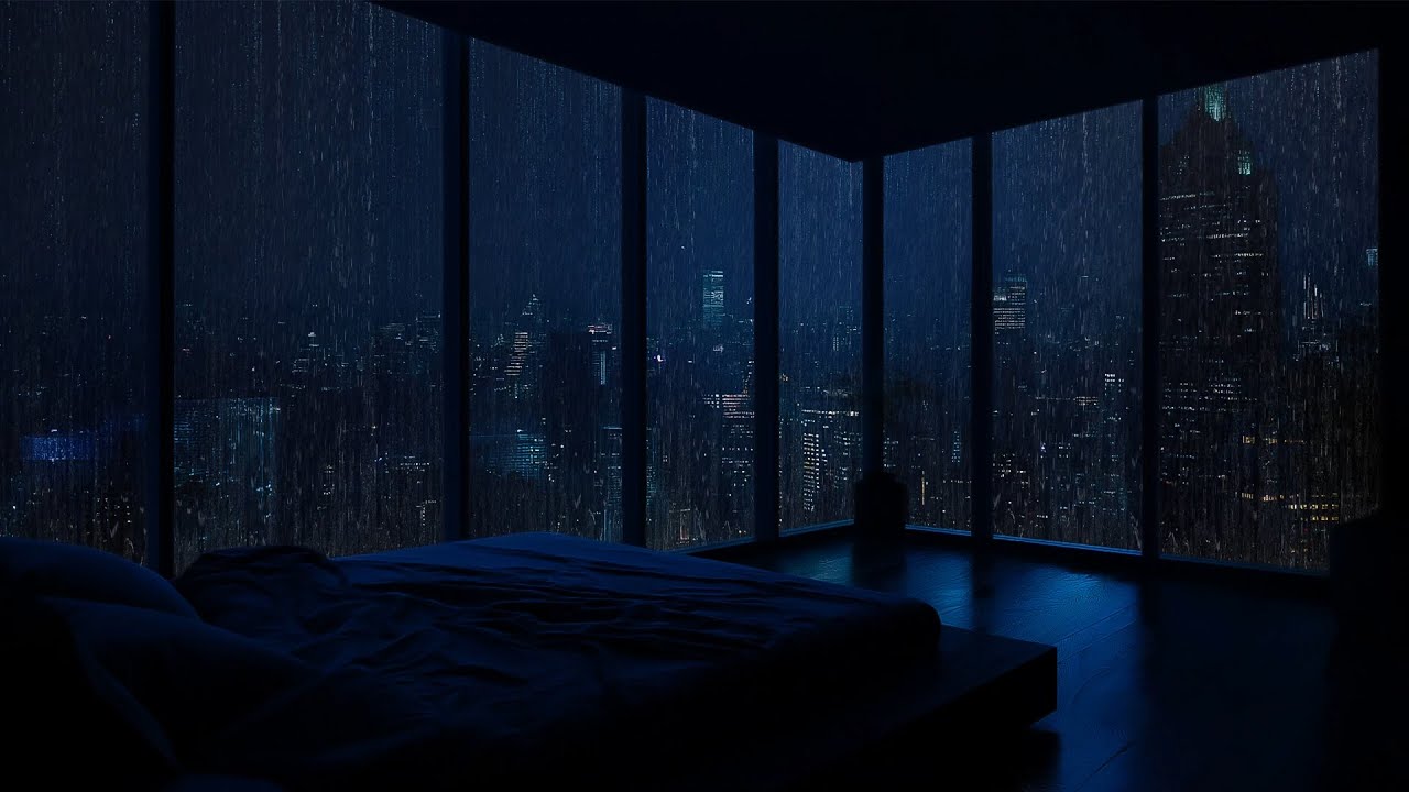 Rainy Night in a High-Rise Apartment ⛈️ | 6 Hours of Ultimate Relaxation with Rain & Thunder Sounds