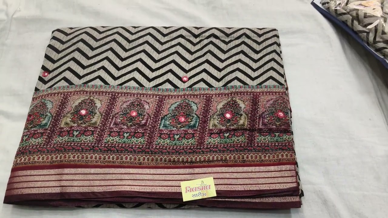 દિપાવલી ના તહેવાર માં પહેરવા માટેની સ્પેશ્યલ મલ કોટન ની લેરિયા પ્રિન્ટ ની સાડી