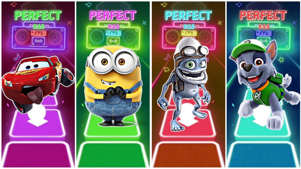 McQueen 🆚 Minions 🆚 Crazy frog 🆚 Paw Patrol Ryder in Tiles Hop EDM Rush🎶