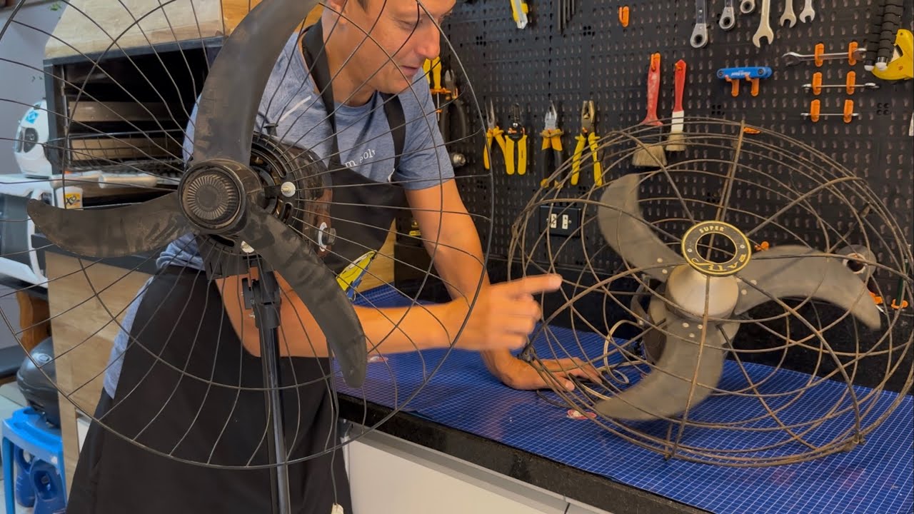 TRANSFORMEI UM VENTILADOR DE COLUNA EM UM VENTILADOR DE MESA