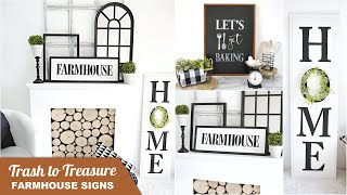 #BirdsParty DIY Trash To Treasure Farmhouse Décor using thrift store items. FREE printable HOME sign