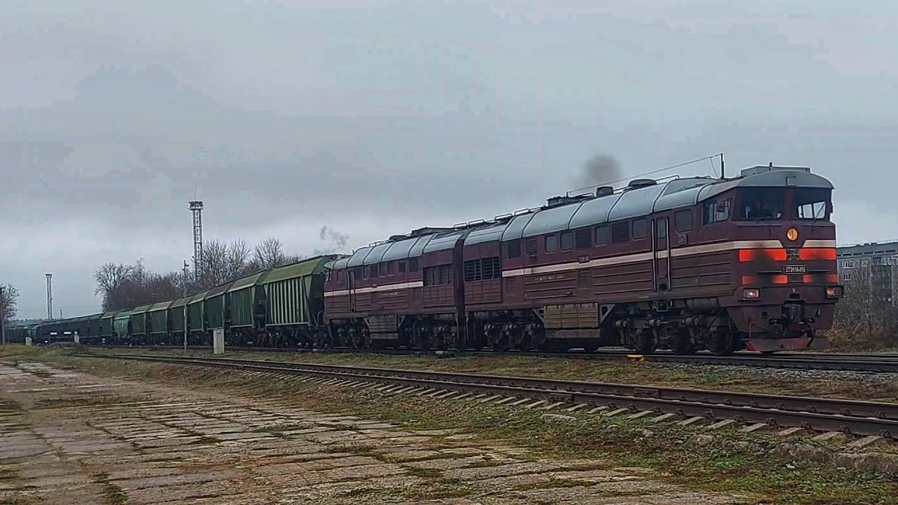 2TE116-995 (Baltijas Tranzita Serviss) with grain hoppers from Liepāja port returning to Daugavpils 