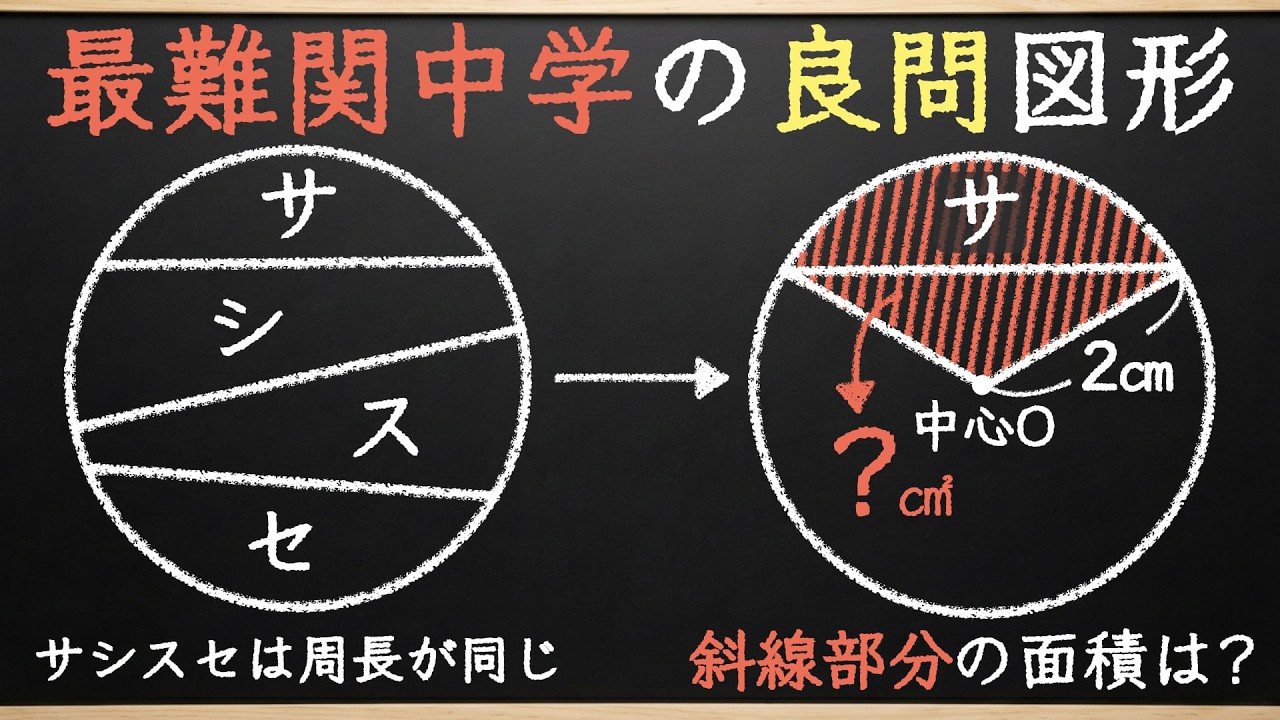 【麻布中の良問図形】ヒラメキで周の長さから面積を求めよ【中学受験の算数】