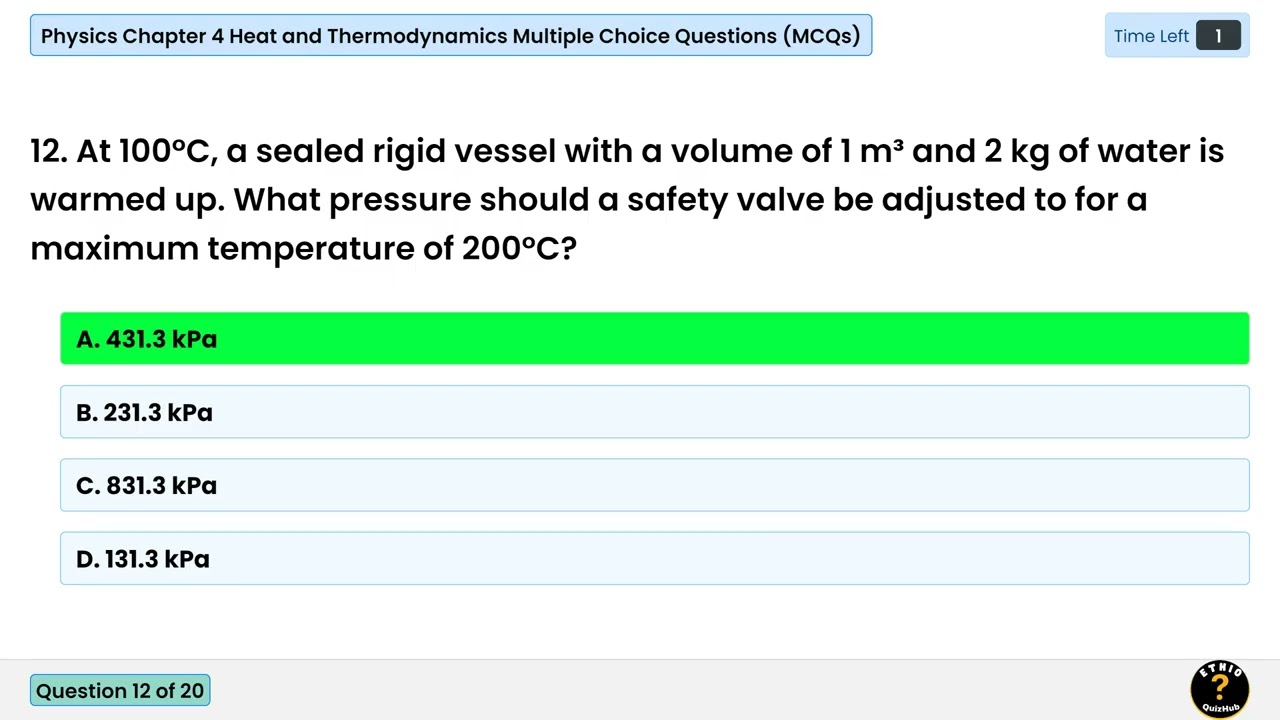 Physics Chapter 4 Heat and Thermodynamics Multiple Choice Questions MCQs P1