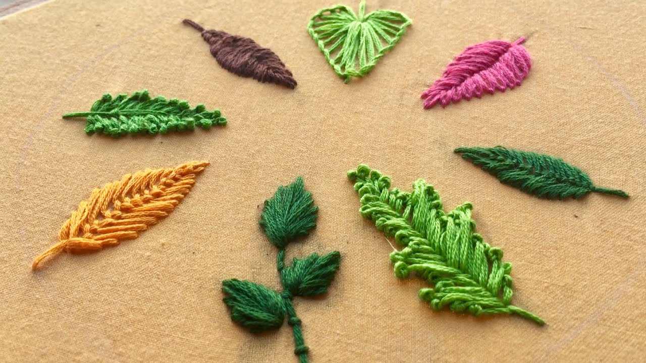 Hand Embroidery for beginners Leaf Hand Embroidery YouTube