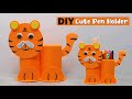 DIY Cute Pen Holder with Plastic Bottle | Mineral Water Bottle Craft | Tempat Pensil Botol Plastik