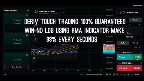 Deriv touch trading 100% guaranteed win no loss using RMA indicator Make $$% every seconds