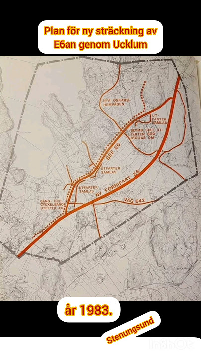 Plan för ny sträckning av E6an genom Ucklum 1983.