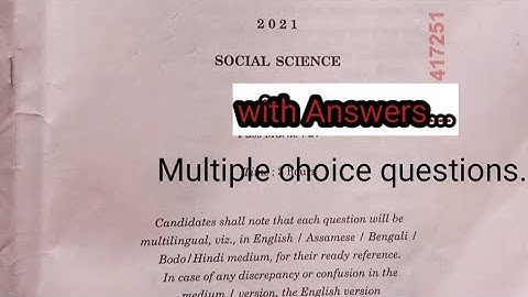 SEBA HSLC 2022|Social Science question paper with answers|Social studies class 10|