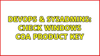 DevOps & SysAdmins: Check Windows COA product key