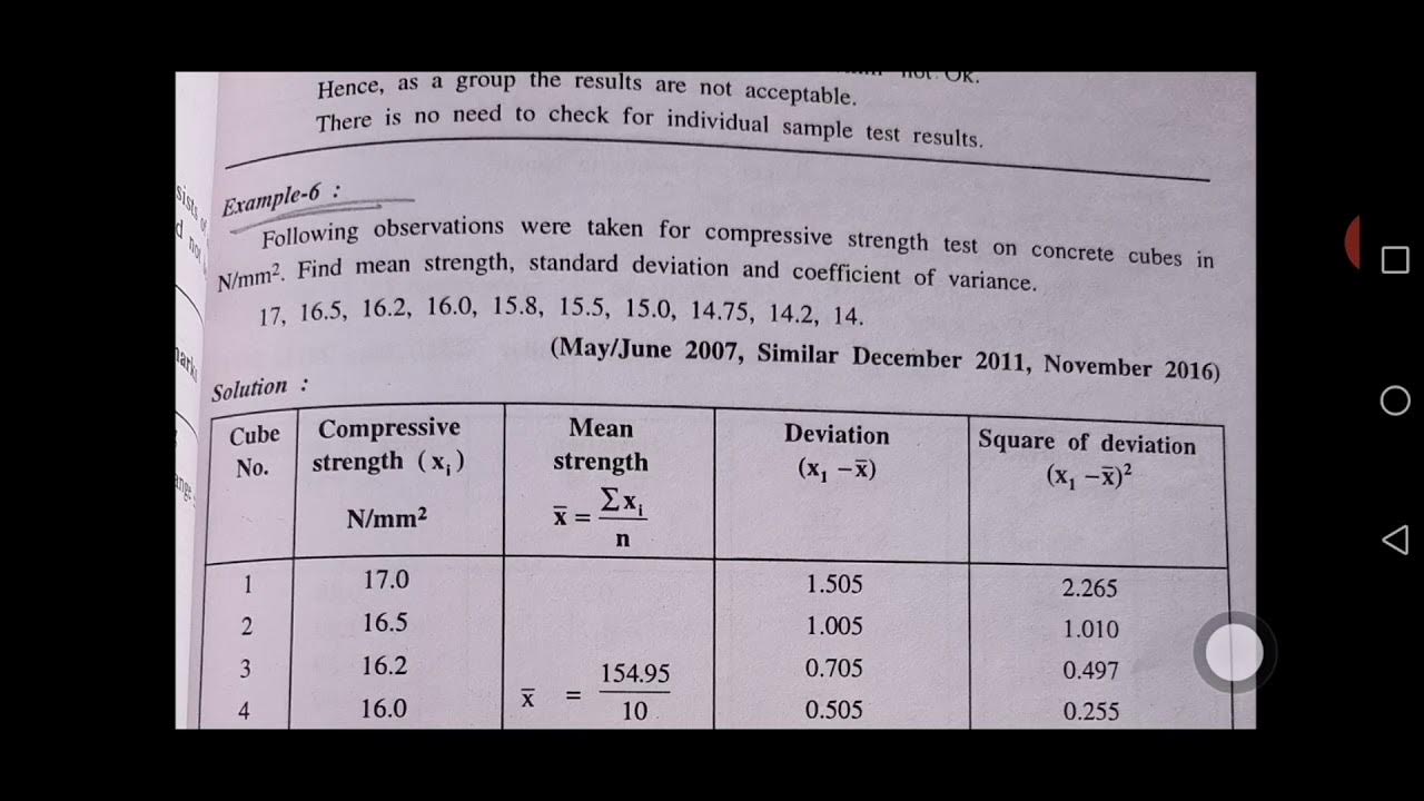 Mean Strength and Standard Deviation Concrete Technology GTU YouTube