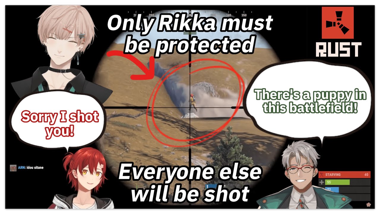 [ENG SUB] Rikka is too cute to shoot in Rust [HOLOSTARS / Hanasaki Miyabi / Arurandeisu / Rikka]