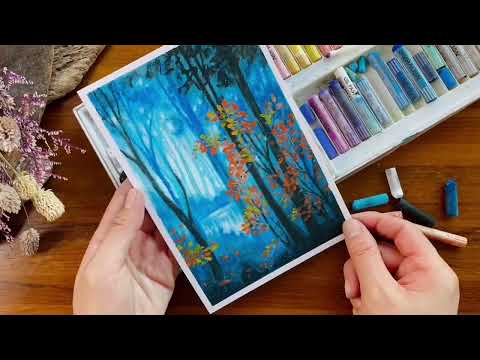Oil Pastel Tips | 粉蠟筆 | 油畫棒繪畫技巧 | 藍色森林 |