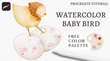How to Digitally Paint a Watercolor Baby Chick (birds) in Procreate | Watercolor Easter Eggs