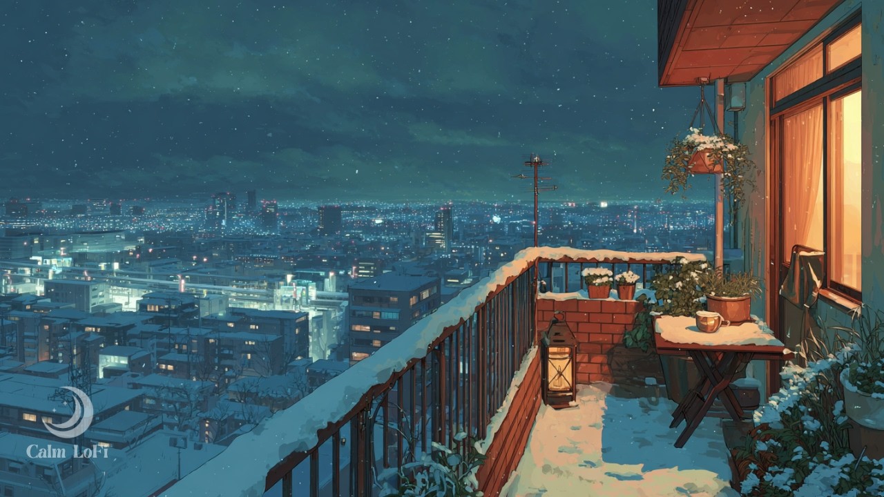 Snowy Balcony Lo-Fi 🌙 – Cozy Winter City Night Beats／雪降る夜のバルコニーチルBGM