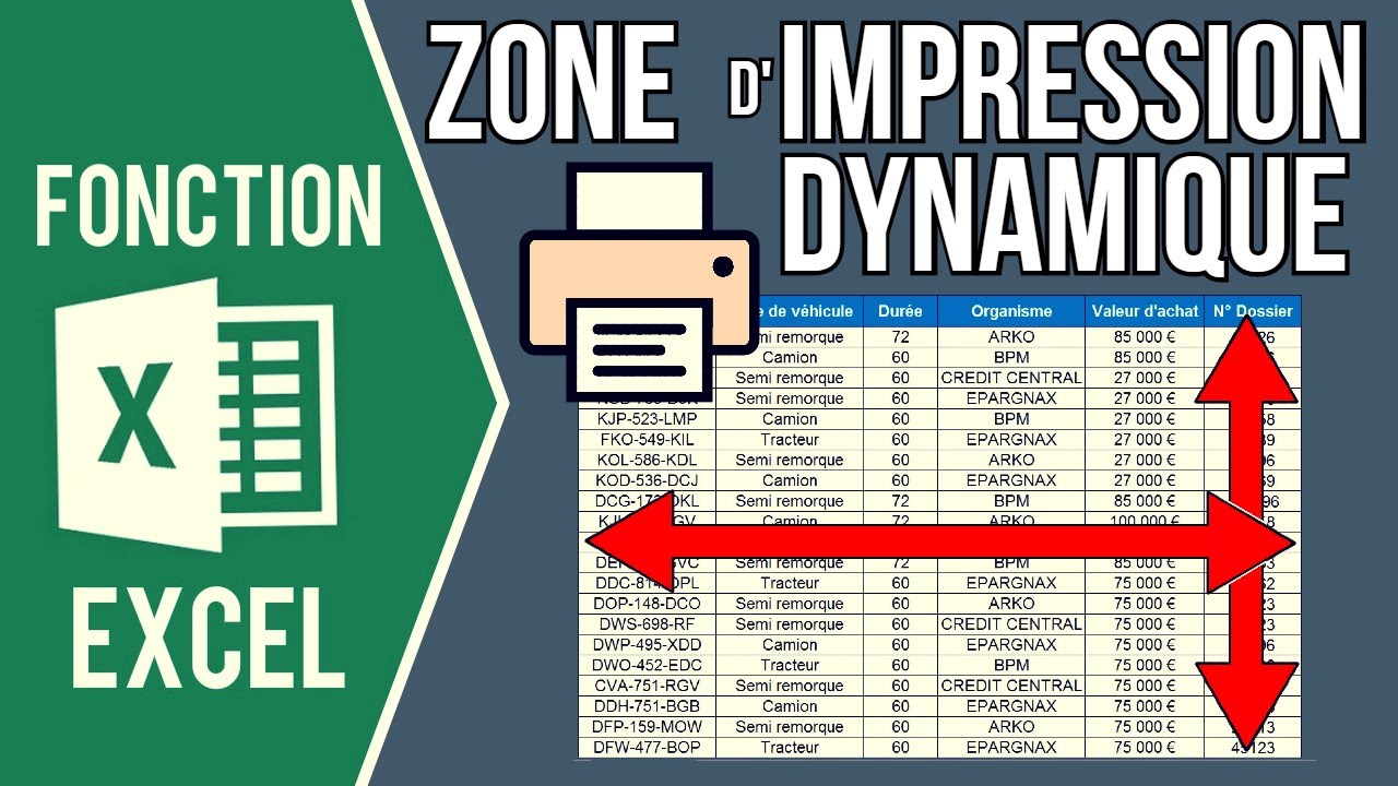 EXCEL - CRÉER UNE ZONE D'IMPRESSION DYNAMIQUE (Zone d'impression qui s'adapte automatiquement)