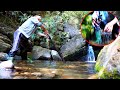 Jungle man finding toad in the river with his daughter junglefamilycooking