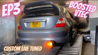 Turbo Honda Civic Ep3 TypeR k20 Tuned at 12psi on Rolling Road