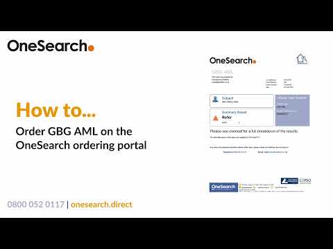 How to order the GBG AML on the OneSearch portal