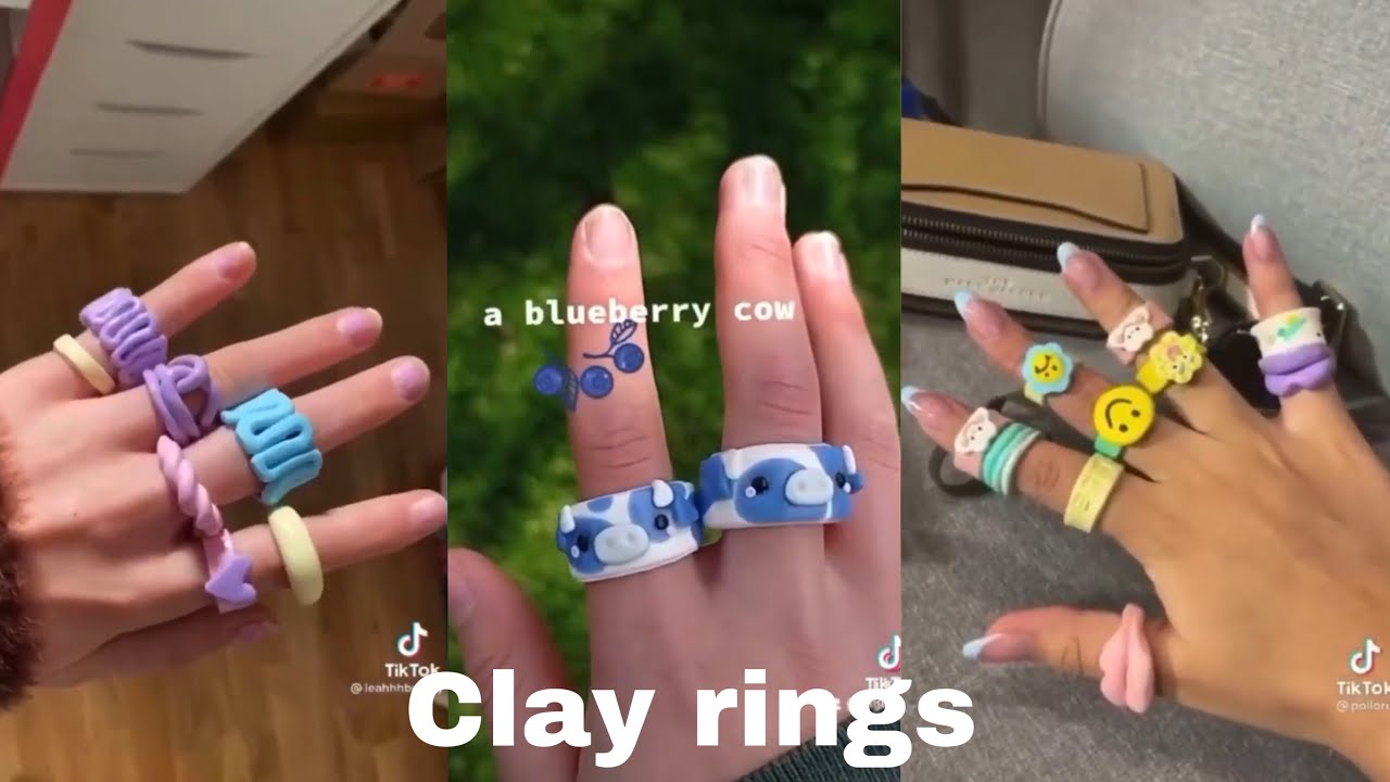 Clay rings compilation🌙💫☁️☂️🪵🐚🌸 Tube tok YouTube