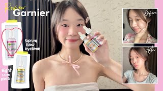 Review 🩷💛 Garnier Sakura Glow Hyaluron Serum&Bright Complete Booster Serum | liewpanisa