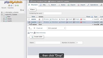 phpMyAdmin Tools - Delete a Table