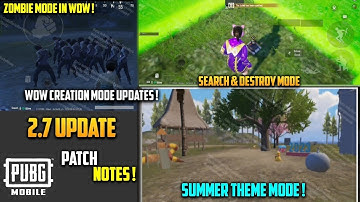 Pubg Mobile 2.7 Update New Features ! Summer Theme Mode, Wow Mode New Updates | Zombie Mode In WOW !