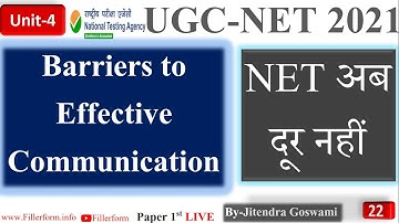 Live-#22 Barriers Communication UGC NET By Jitendra Goswami| communication barriers ugc net | net