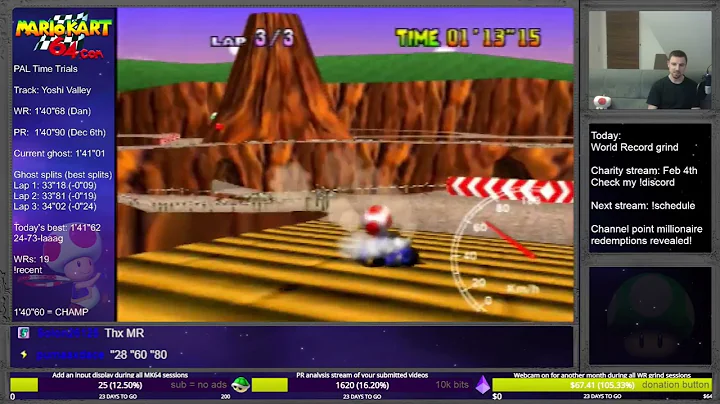 MK64 - new best lap 2 split on YV - 33"60 (1-shroomer)