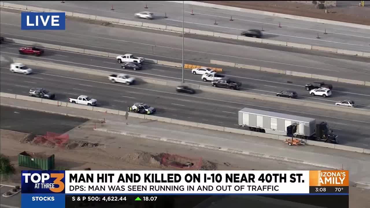 Man dead after being hit on I-10 in Phoenix - YouTube