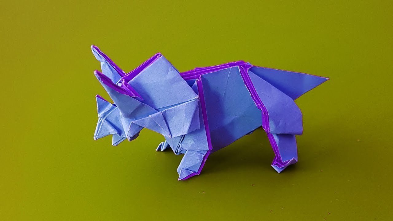 트리케라톱스 공룡 종이접기 Triceratops origami designed by sakuB