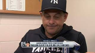 Aaron Boone recaps Jameson Taillon's rough start in series finale vs Boston