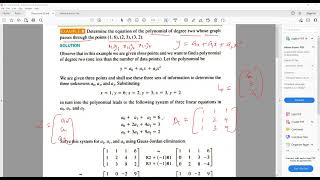 Polynomial Interpolation and curve fitting Applications of Linear Algebra