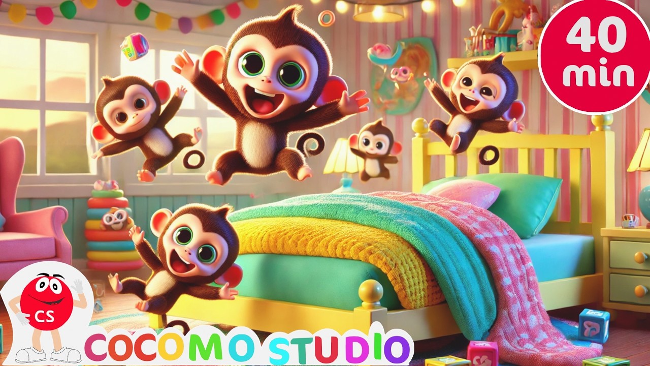 Песенка про счет пяти маленьких обезьянок | Американское обучающее видео для дошкольников на англ...