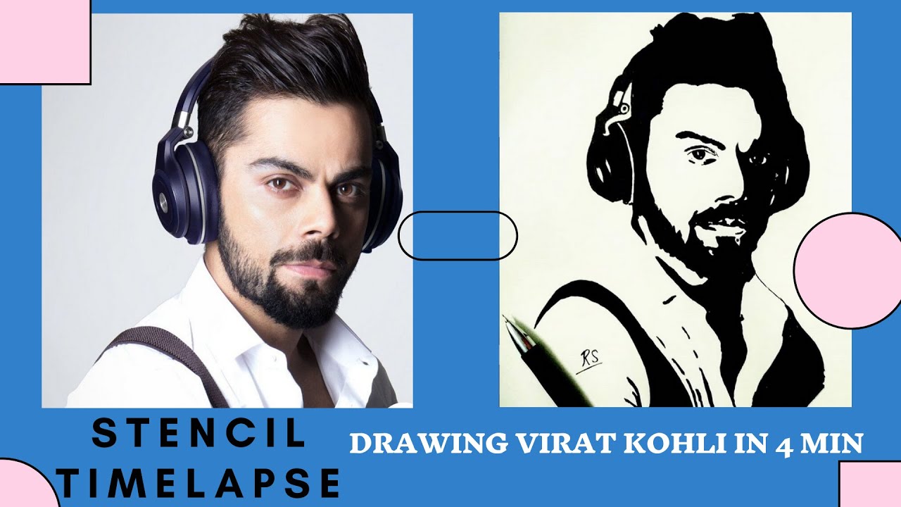 How to Draw VIRAT KOHLI Speed Drawing VIRAT KOHLI SketchStencil Art