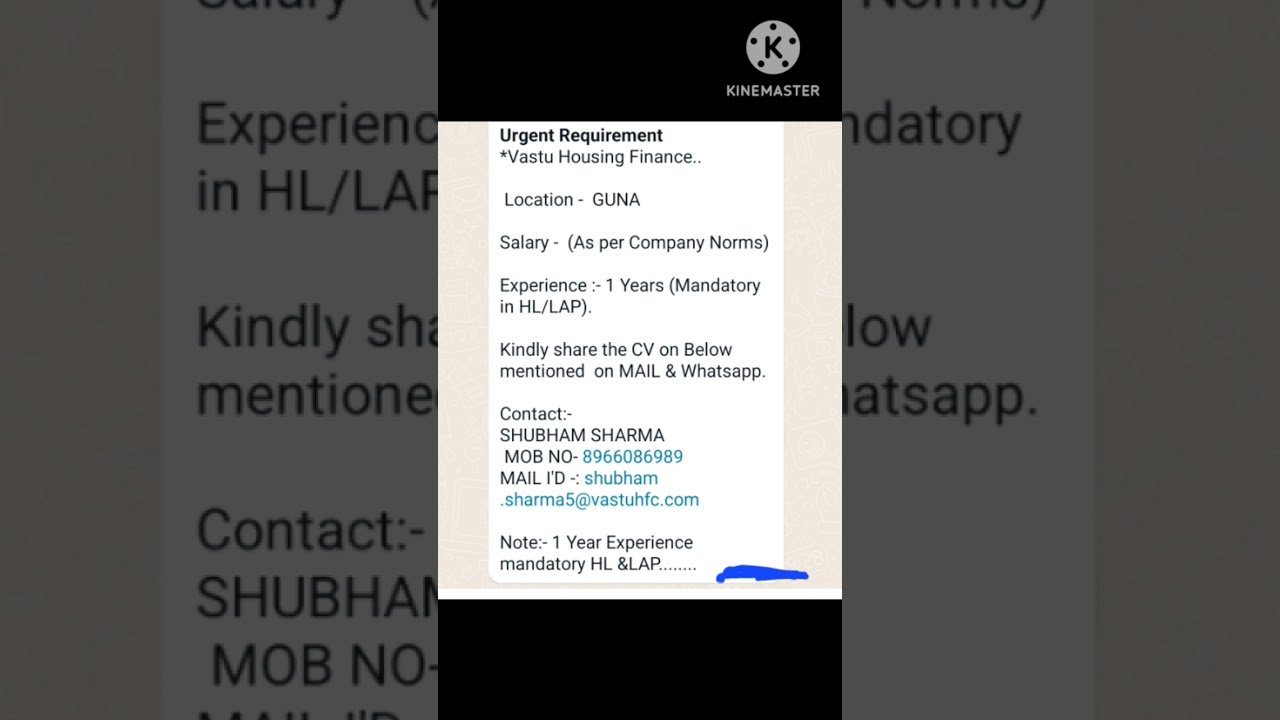 Job in Guna, Vastu Housing Finance, Madhya Pradesh 