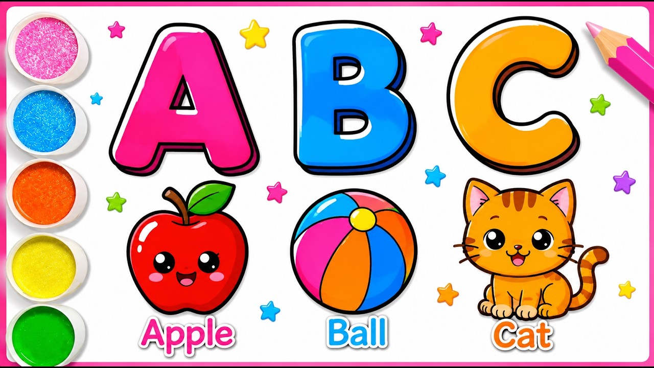 ABC Alphabet Drawing & Colouring for Kids 🎨 | Learn Letters A to Z with ...