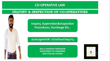 Co-Operative Law-Inquiry & Inspection of Co-operatives
