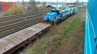 Traxx, elektrická lokomotiva řady 388+Jezevčík, motorová lokomotiva řady 744.1 (FHD)