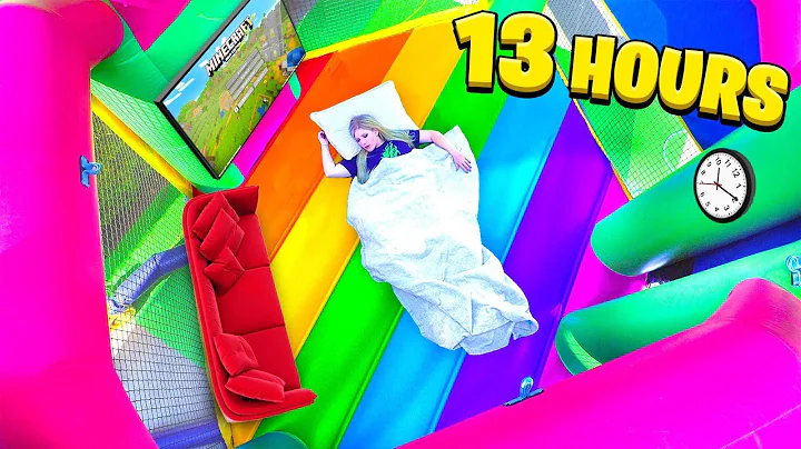 I Spent 24 Hours in a BOUNCE HOUSE! - Challenge
