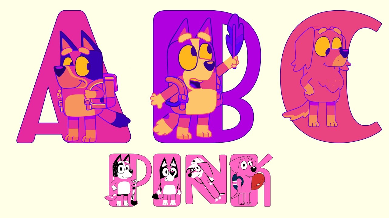 Bluey Pink Colour ABC Song + Pink Colour Song + Pink Alphabet Shapes | Fun Learning for Kids,