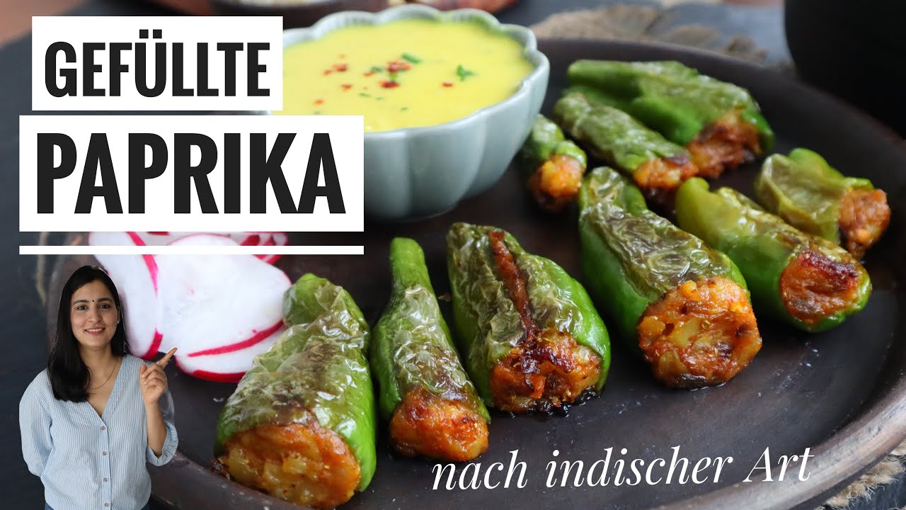 Gefüllte Paprika nach indischer Art - Einfaches VEGAN Rezept - Indische ...